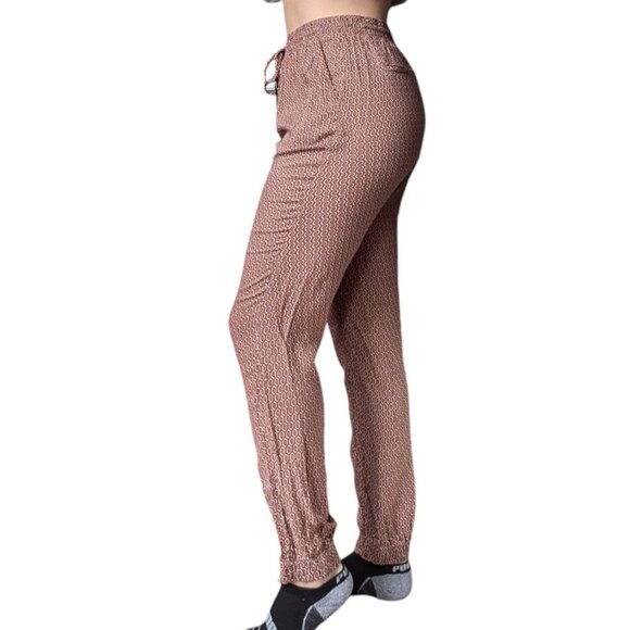Yessica Rust Patterned Cuffed Flowy Pants Women Size Small - Picture 2 of 7